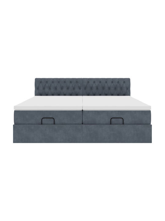 King Size Bed Upholstered with Velvet Dark Gray with Slats and Mattress 180x200cm 3312093