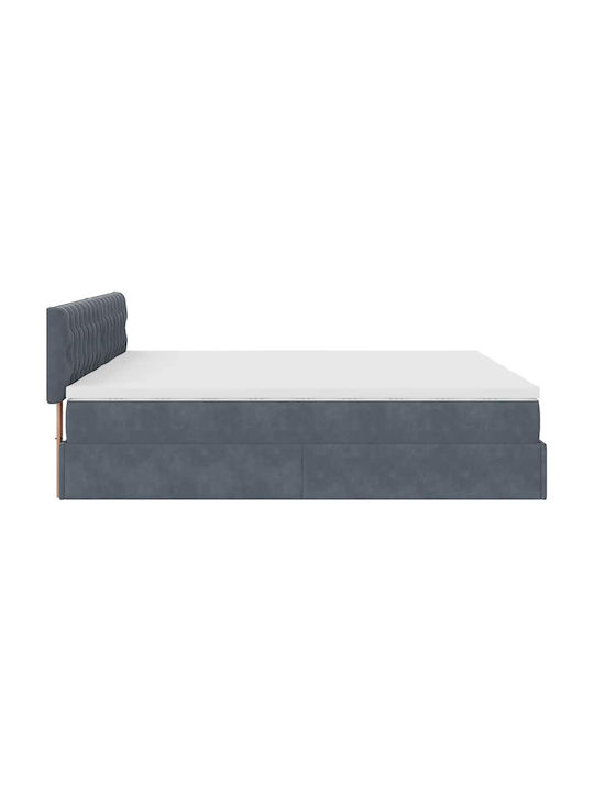 King Size Bed Upholstered with Velvet Dark Gray with Slats and Mattress 180x200cm 3312093
