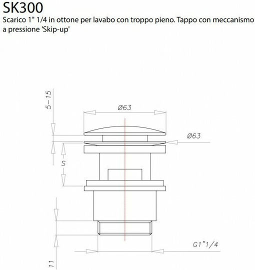 Eurorama Ορειχάλκινη Βαλβίδα Νιπτήρα Μαύρη