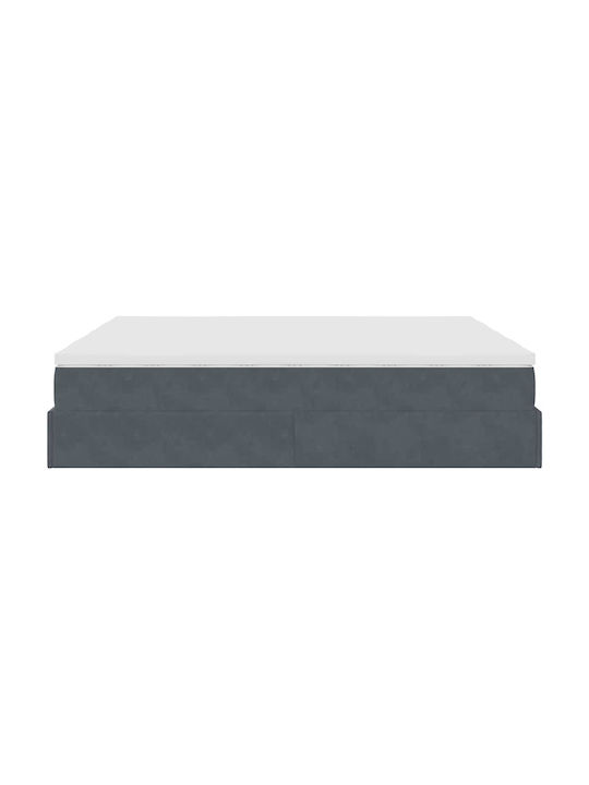 King Size Bed Upholstered with Velvet Dark Gray with Slats and Mattress 180x200cm 3311262