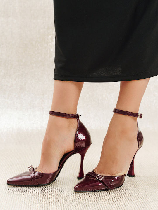 Burgundy Heels Greek Made Elegant Straps