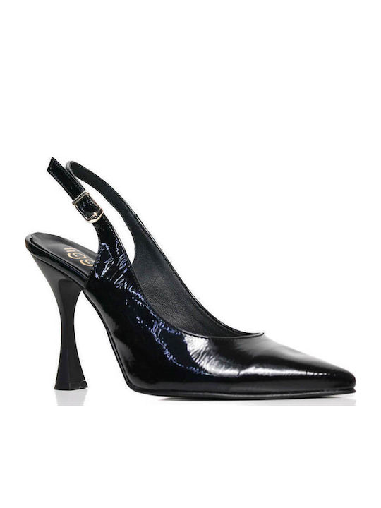 Μαύρες Γόβες Ελληνικής Κατασκευής Slingback Λουράκι