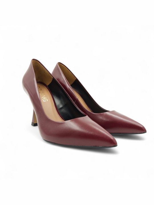 Rolling Steps Shoes Leather Burgundy Heels