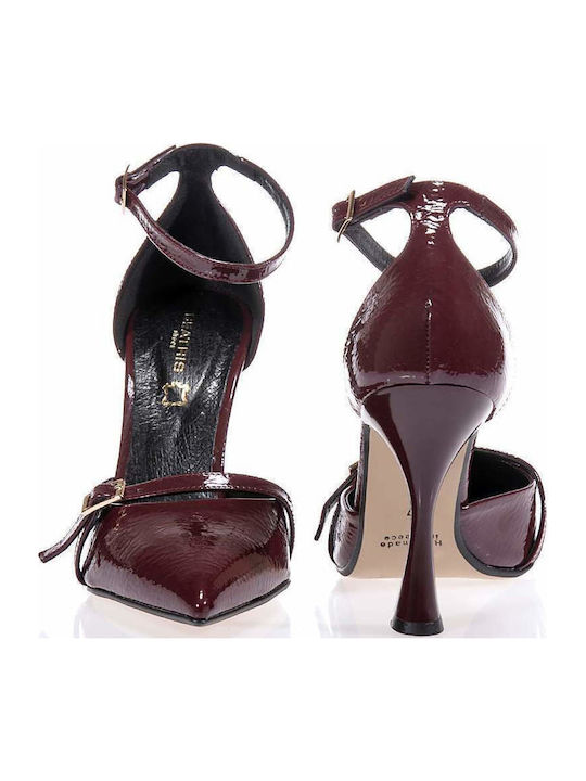 Pantofi cu toc cu Curea Burgundy