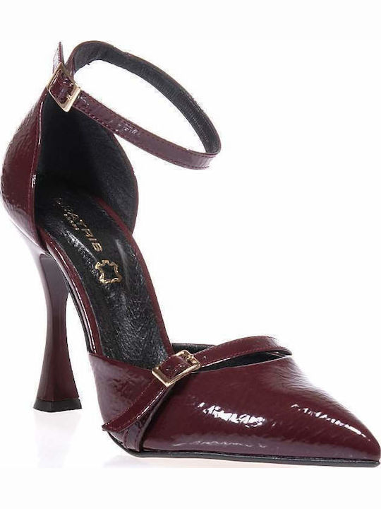 Pantofi cu toc cu Curea Burgundy
