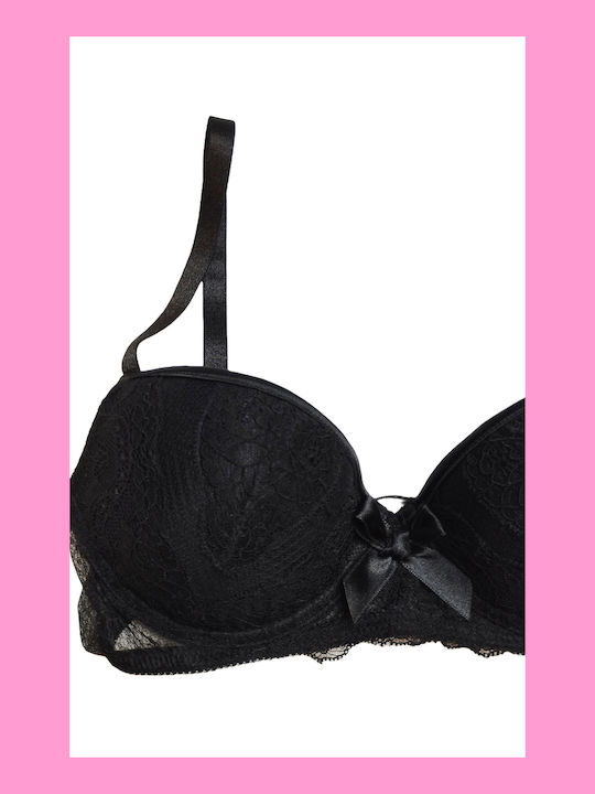 Balconette Black Сутиен с лека подложка & с Банели