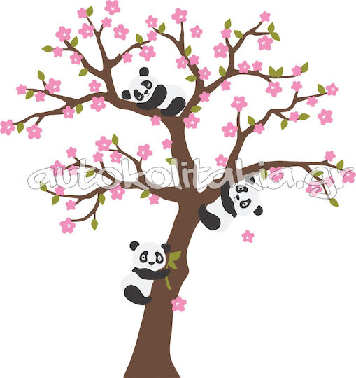 Panda Tree Wall Sticker 50cm X 53cm