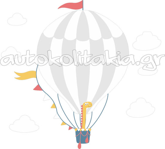 Wall Sticker Hot Air Balloon Dinosaur Clouds 80cm X 74cm