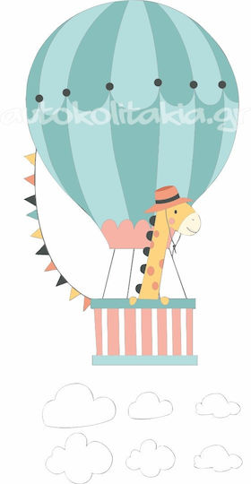 Wall Sticker Giraffe Hot Air Balloon 2 Sets 6 Clouds 120cm X 55cm