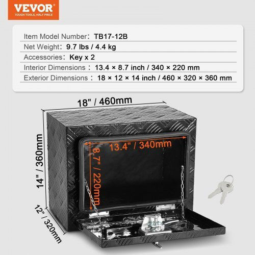 Κουτί Εργαλείων Αλουμινίου Vevor 18"x12"x14" Φορτηγά & Τρέιλερ Cdkcgjx218120zexav0