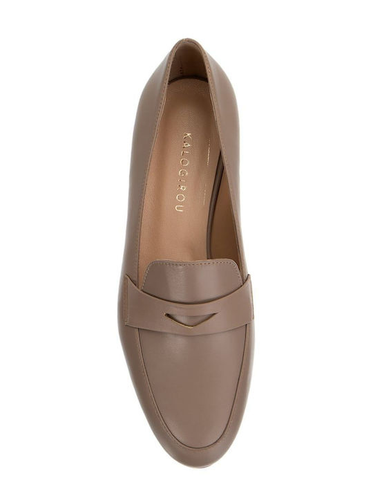 Δερμάτινα Γυναικεία Loafers Taupe