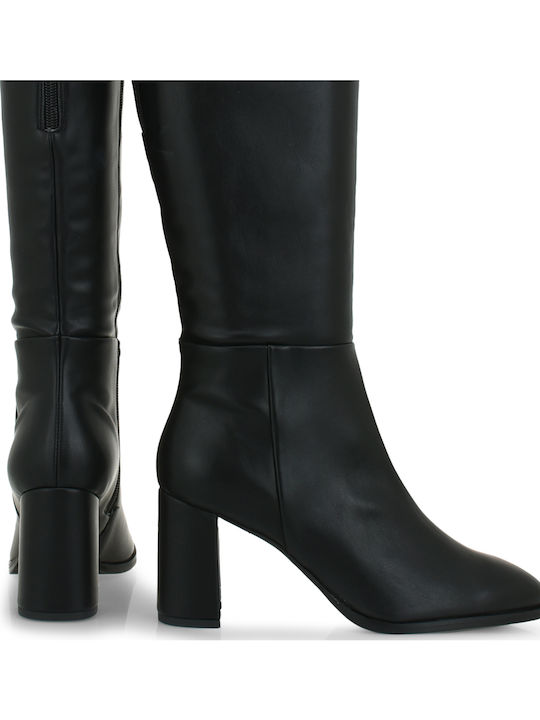 Synthetic Leather High Heel Women's Boots Black