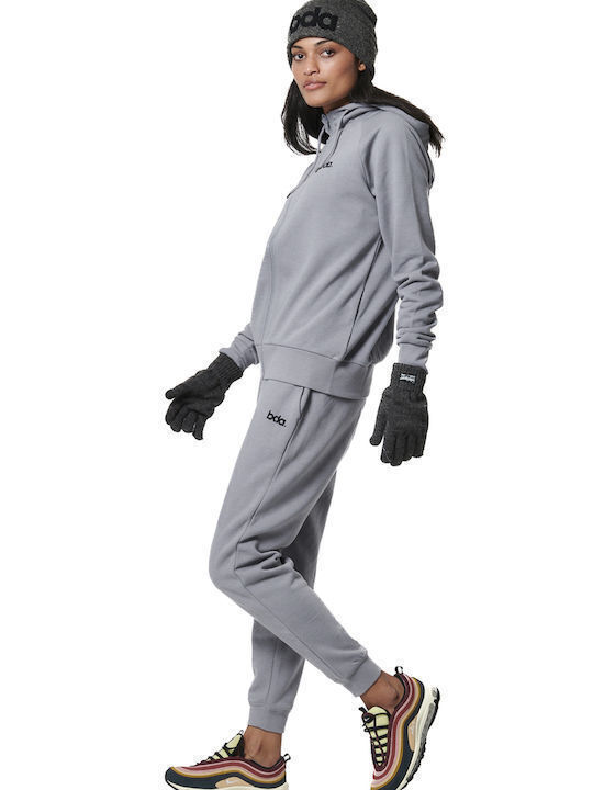Women's Sweatshirt Jacket Hooded Silver Grey