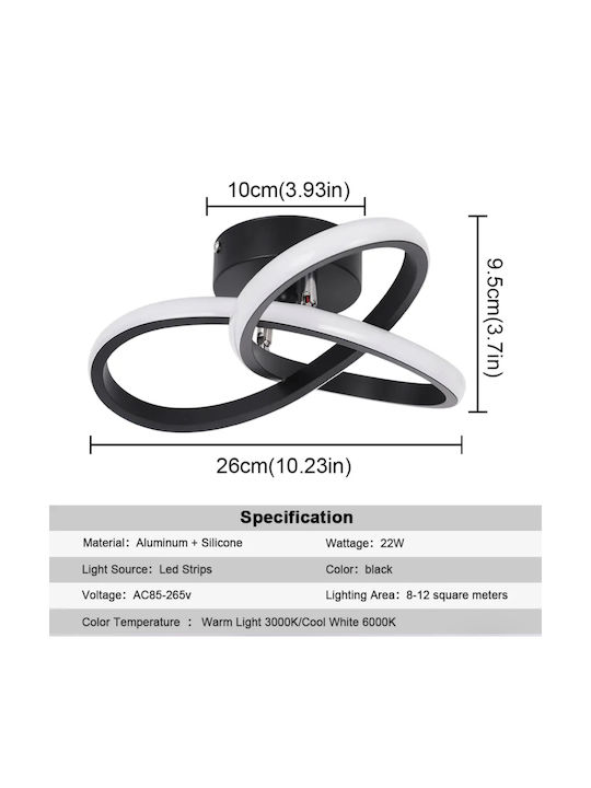 Home Lighting Πλαφονιέρα Οροφής 25εκ. Μαύρη με Ενσωματωμένο LED