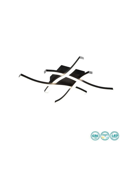 Trio Lighting Route Πλαφονιέρα Οροφής 46εκ. Μαύρη με Ενσωματωμένο LED