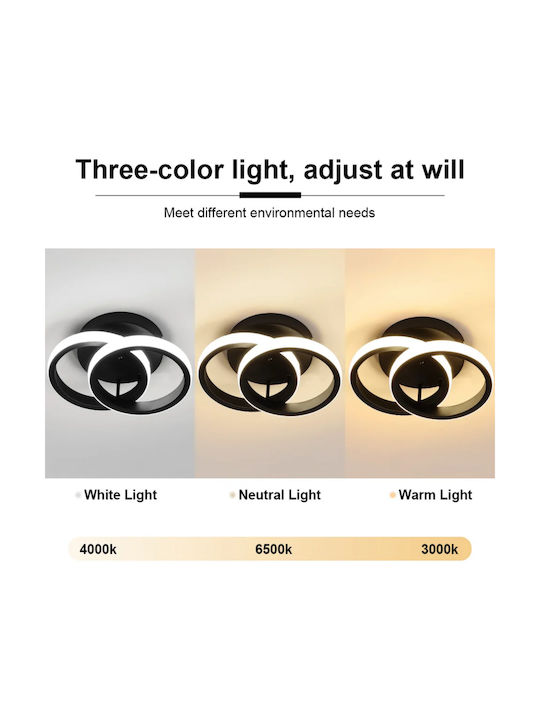 Home Lighting Ceiling Flush Mount Light 27cm Black with Integrated LED