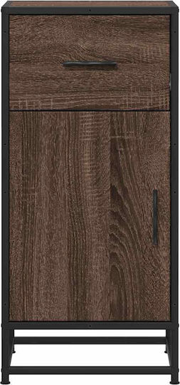 Wohnzimmerschrank aus Holz und Metall, Braun und Eiche, 35,5 x 35 x 76 cm,