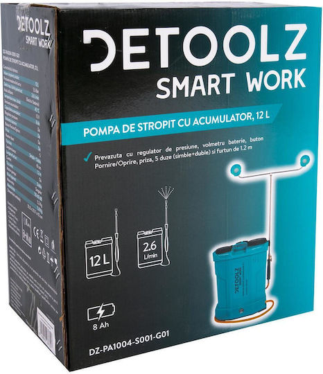 Detoolz Pulverizator cu presiune cu Baterie 8Ah cu Capacitate 12lt 5.5bar în culoarea Albastru
