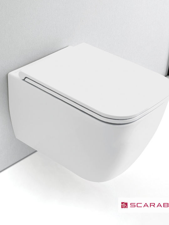 Scarabeo Wandhängende Toilette mit Schlank Deckel Sanftes Schließen Weiße