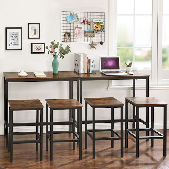 Table Kitchen Wooden with Metal Frame Rustic Brown 100x40x90cm