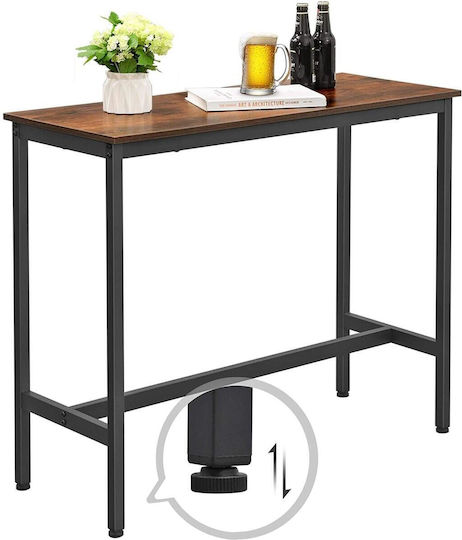 Table Kitchen Wooden with Metal Frame Rustic Brown 100x40x90cm