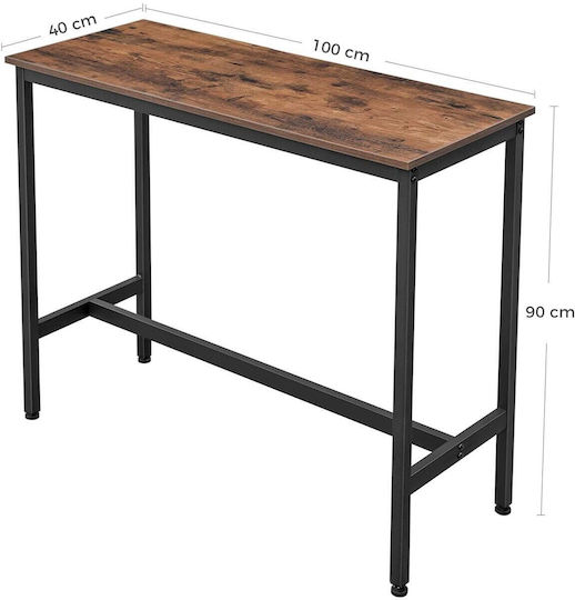 Table Kitchen Wooden with Metal Frame Rustic Brown 100x40x90cm
