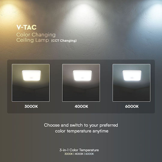V-TAC Πλαφονιέρα Οροφής 25εκ. Λευκή με Ενσωματωμένο LED