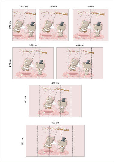 Sticker Wallpaper Pink Teddy Bears 230cm