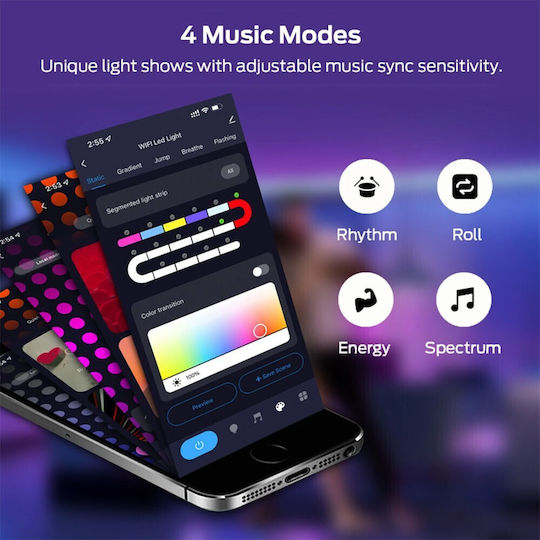 Lămpi de perete LED inteligente RGB cu telecomandă WiFi și control prin aplicație inteligente