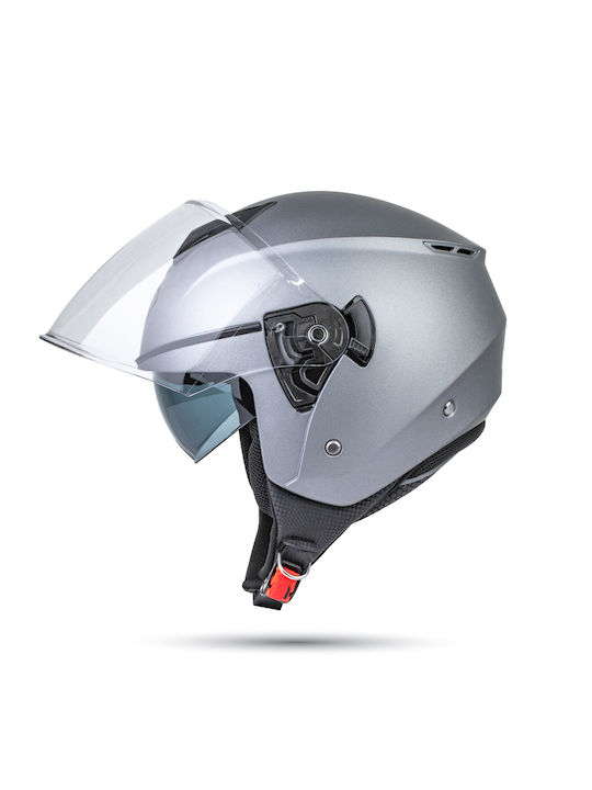 Yohe 852 SV Titanium Mat Motorcycle Helmet Jet ECE 22.06 1200g with Sun Visor