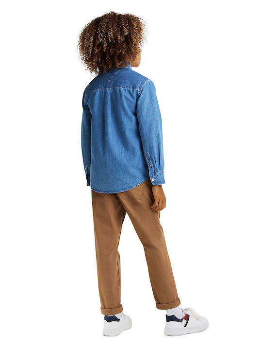 Kids Shirt Long Sleeve Denim Blue