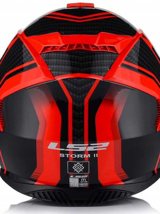 LS2 FF800 Storm II Tracker Gloss Black Red Motorcycle Helmet Full Face DOT / ECE 22.06 1400gr with Pinlock and Sunvisor