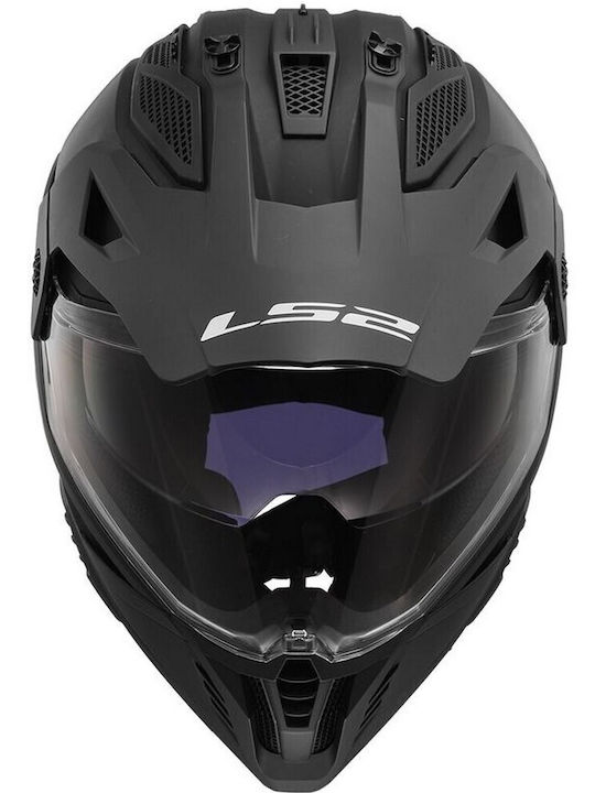 LS2 Pioneer II Solid Matt Schwarz Motorradhelm On-Off ECE 22.06 1600gr mit Sunvisor