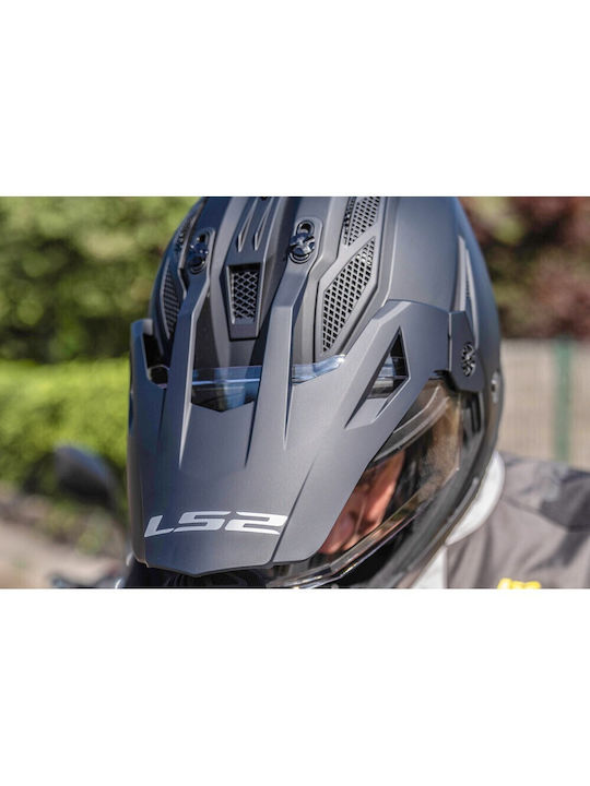 LS2 Pioneer II Solid Matt Schwarz Motorradhelm On-Off ECE 22.06 1600gr mit Sunvisor