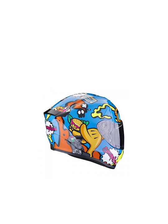 Scorpion Exo-Jnr Air Fun Blue/Orange Kinder Motorradhelm Volles Gesicht ECE 22.06