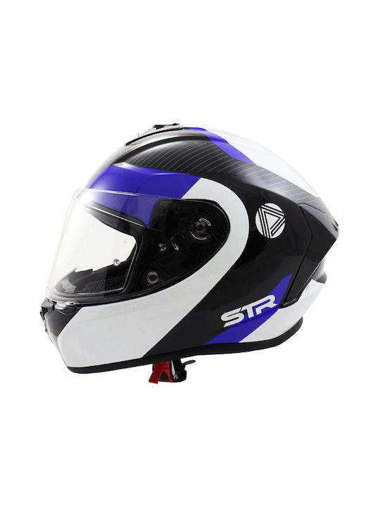 STR Libra Black/White/Blue Motorcycle Helmet Full Face ECE 22.05