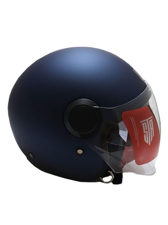 STR Pilot Blue Mat Κράνος Μηχανής Jet ECE 22.06 1250gr με Sunvisor