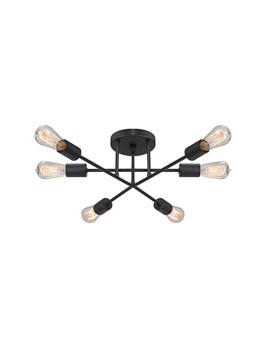 Megapap Helga Ceiling Mount Light 50cm Black with Socket E27