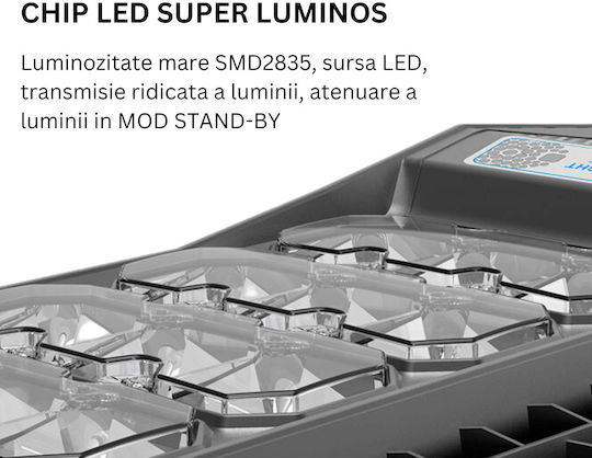 100W Соларна улична лампа Visionhub 360 LED прожектор в 9 кутии Вградена соларна панелна зарядка Дистанционно управление Сензор за движение IP67 водоустойчивост Включена метална стойка Черна