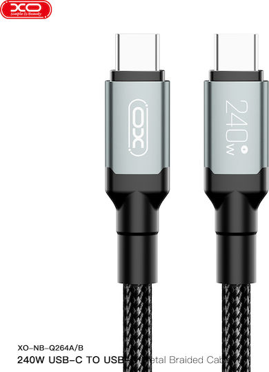 XO USB 2.0 Кабел USB-C Мъжки - USB-C 240W Захранване PD Черен 2м 16.005.0315
