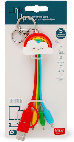 Legami Milano Link Up Rainbow Regular USB to Type-C / micro USB / Lightning 0.08m 3A Cable (UCC0013)