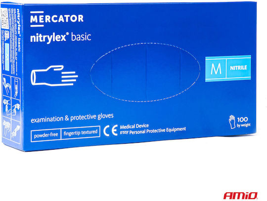 AMiO Gloves for Work Disposable Blue Nitrile 100pcs