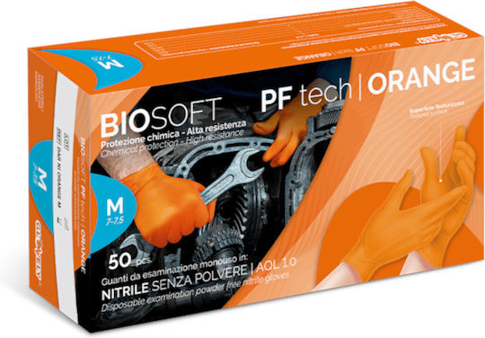 Grippaz Arbeitshandschuhe Einweg Orange Nitril 50Stück