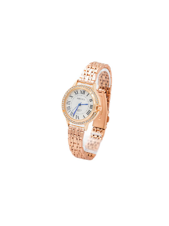 Nora's Accessories Watch with Pink Metal Bracelet