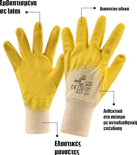 Palltex Mănuși de Lucru Galbene Latex 1buc
