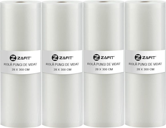 Set 4 Role pentru Aparat de Vidat Zafit 28 X 300 Cm Pungi Reutilizabile Durabile pentru Sous Vide Lavabile Fără BPA Transparent
