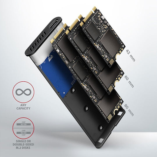 Axagon Θήκη για Σκληρό Δίσκο M.2 SATA III / PCI Express NVME με σύνδεση Type-C