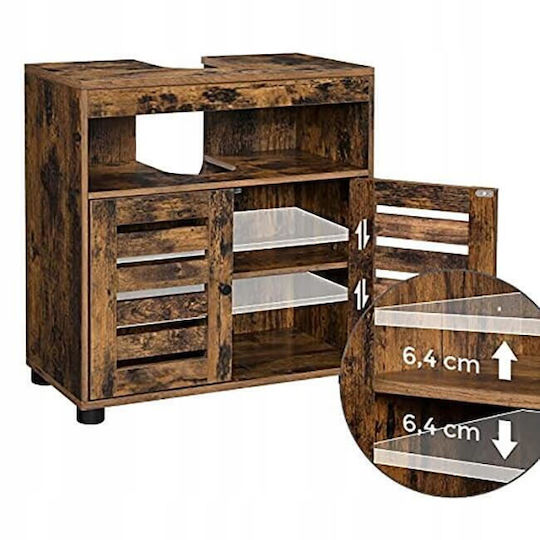 Artool Πάγκος χωρίς Νιπτήρα Μ60xΒ30xΥ63cm Rustic Brown