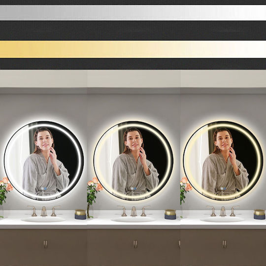 Tutumi Στρογγυλός Καθρέπτης Μπάνιου Led 60x60cm Μαύρος