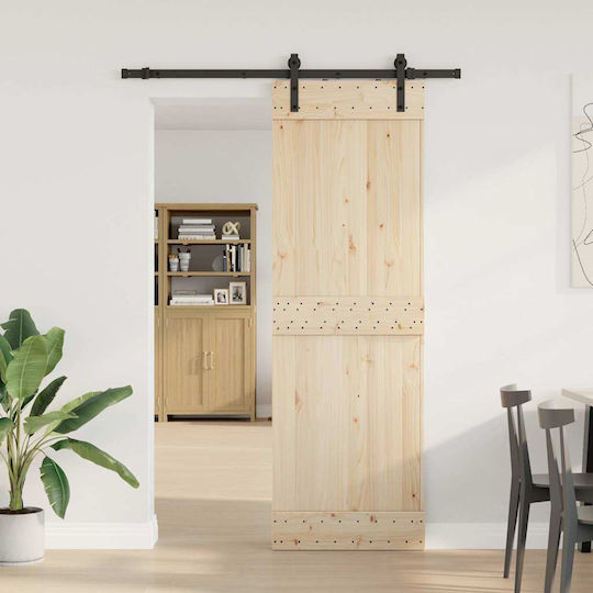 vidaXL Sliding Door Mechanism for Middle Door 213.5cm Black